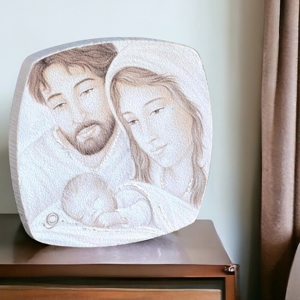 Piccolo capezzale capoletto da comodino 10x10cm sacra famiglia
