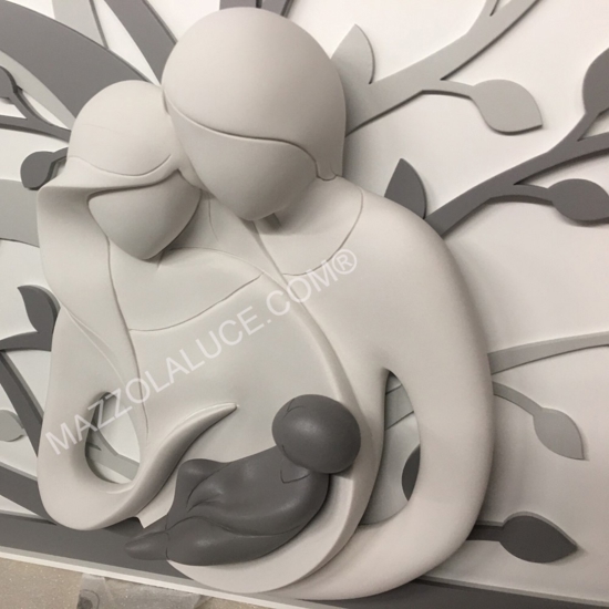 Sacra famiglia capezzale 70x48 grigio capoletto albero della vita