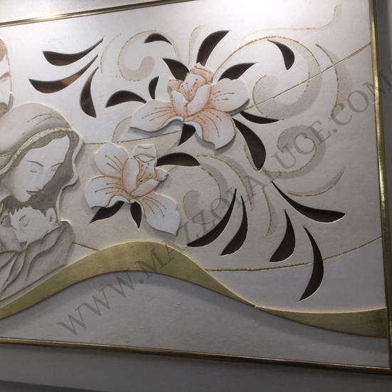 Quadro capezzale classico capoletto 120x60 sacra famiglia avorio oro