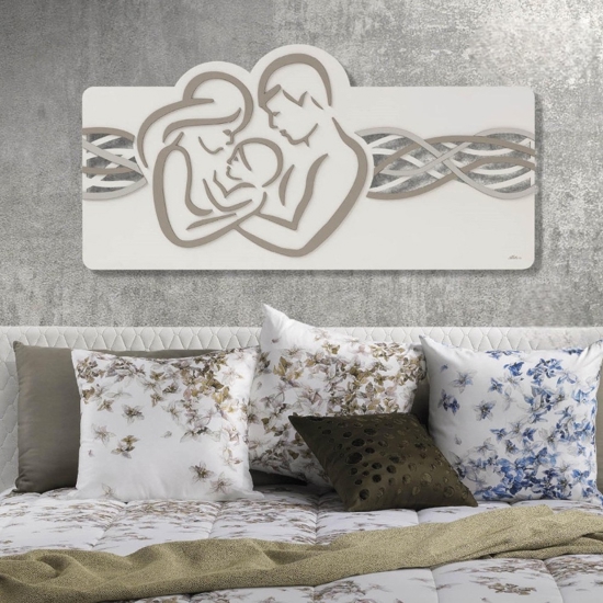 Capezzale 120x60 moderno sacra famiglia bianco grigio tortora