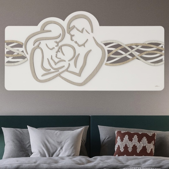 Capezzale capoletto sacra famiglia 120x60 moderna bianco rovere