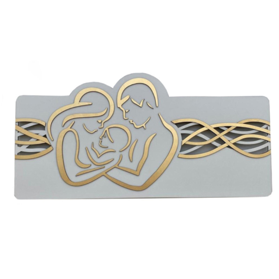 Capezzale sacra famiglia 120x60 moderna bianco foglia oro