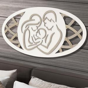 Capezzale sacra famiglia moderna 120x60 legno bianco rovere