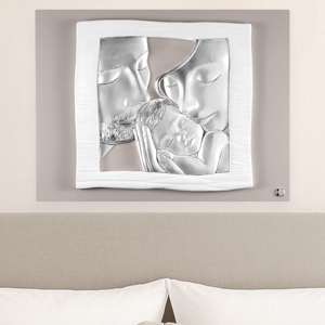 Capezzale tortora argento 45x35 sacra famiglia stile contemporaneo
