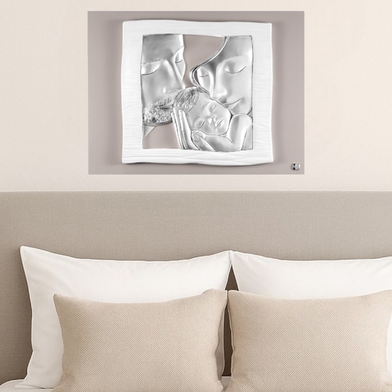 Capezzale tortora argento 45x35 sacra famiglia stile contemporaneo