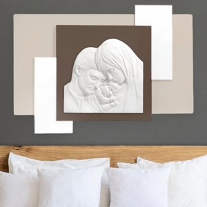 Capezzale capoletto sacra famiglia moderno 100x57 nocciola