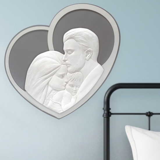 Capezzale moderno sacra famiglia cuore 60x72 grigio bongelli preziosi