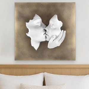 Bongelli quadro capezzale ottone pannello legno 50x50 cm