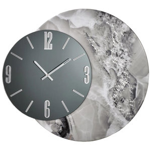 Grande orologio grey design da parete 80cm effetto marmo