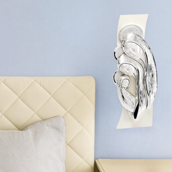 Quadretto camera da letto sacra famiglia 16x6 avorio argento