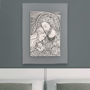 Bongelli preziosi capezzale 30x40 quadretto sacra famiglia grigio