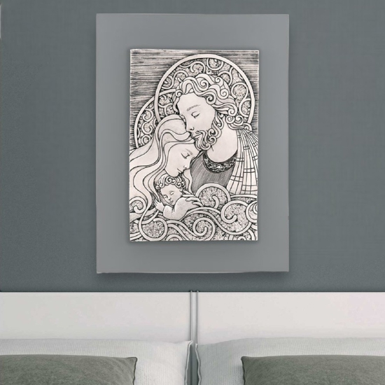 Bongelli preziosi capezzale 30x40 quadretto sacra famiglia grigio