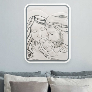 Bongelli preziosi capezzale sacra famiglia grigio 30x38 con contrasto