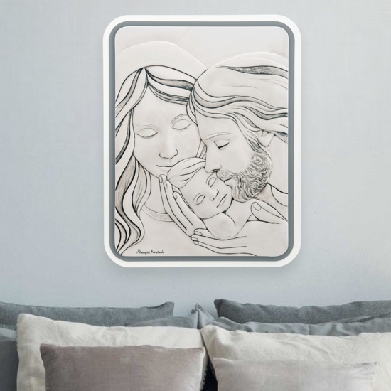 Bongelli preziosi capezzale sacra famiglia grigio 30x38 con contrasto