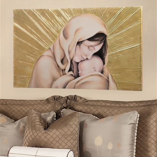 Quadro apezzale capoletto classico maternita foglia oro 100x60