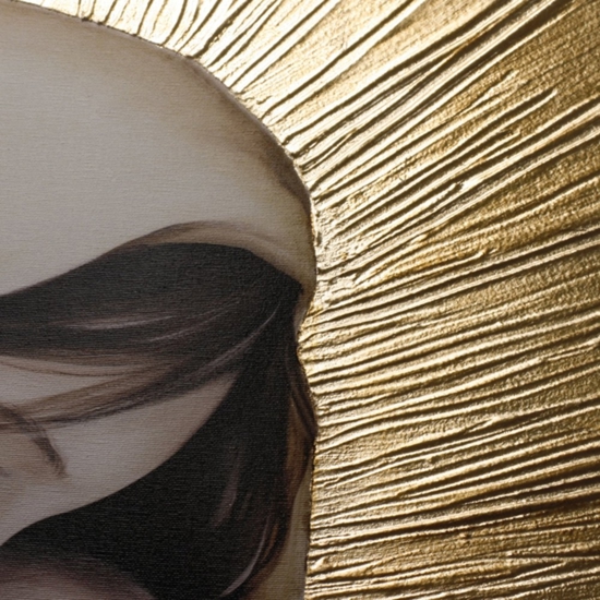 Quadro apezzale capoletto classico maternita foglia oro 100x60
