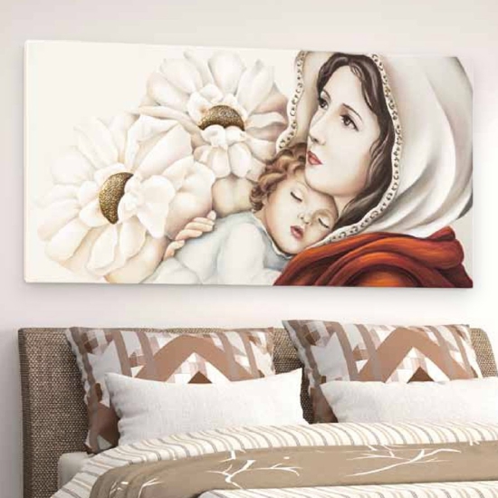 Capezzale 140x70 capoletto classico quadro maternita tela decorata