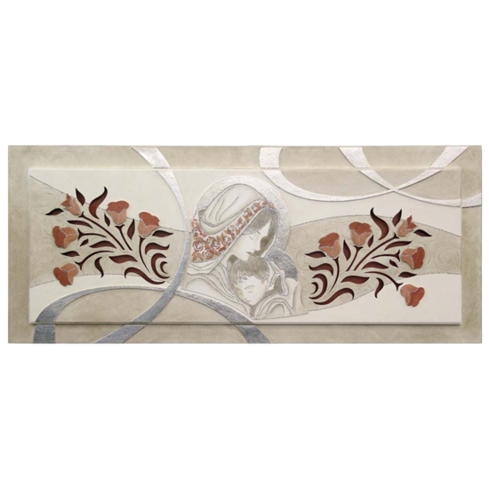 Quadro capezzale classico 155x65 traforato decoro glitter foglia argento
