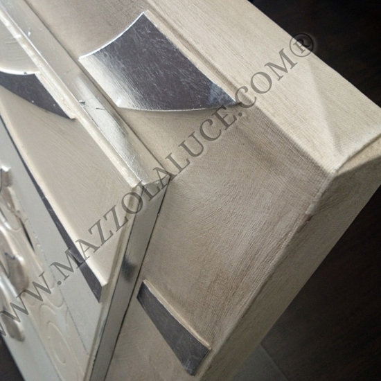 Quadro capezzale classico 155x65 traforato decoro glitter foglia argento