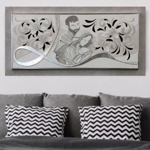 Capezzale camera da letto sacra famiglia 120x60 grigio argento classico