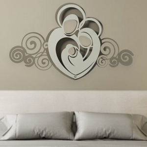 Capezzale quadro sacra famiglia per camera da letto moderna beige bianco