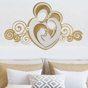Capezzale sacra famiglia per camera da letto moderna bianco oro