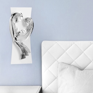 Capezzale sacra famiglia bianco argento stile contemporaneo per camera da letto