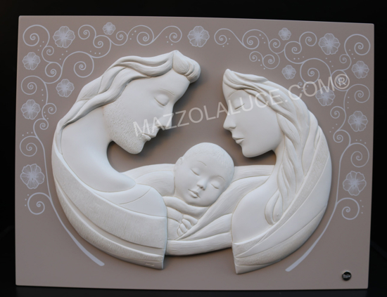 Capezzale sacra famiglia bianco tortora 45x34 