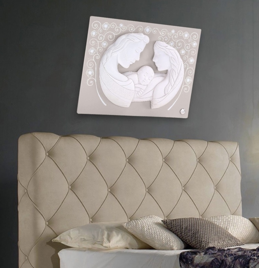 Capezzale sacra famiglia bianco tortora 45x34 