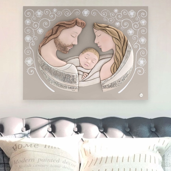 Capezzale sacra famiglia moderna 45x34 capoletto per camera da letto