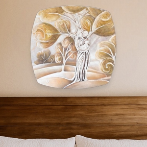 Quadretto 40x39 sacra famiglia decorato albero della vita