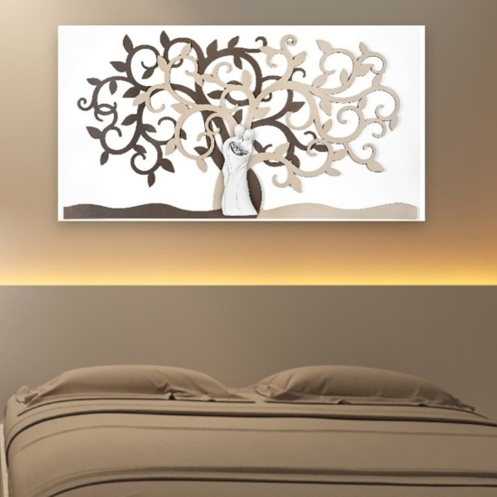 Quadro capezzale bongelli preziosi 80x43 sacra famiglia nocciola