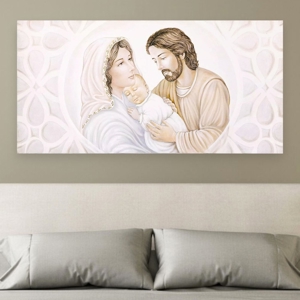 Capoletto dipinto sacra famiglia 120x60 quadro capezzale classico