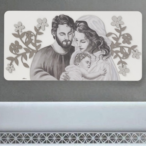 Capezzale bianco tortora grigio sacra famiglia moderna 120x60