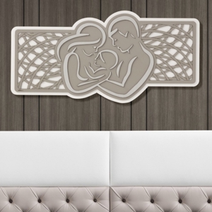 Capezzale moderno sacra famiglia 120x60 grigio tortora bianco