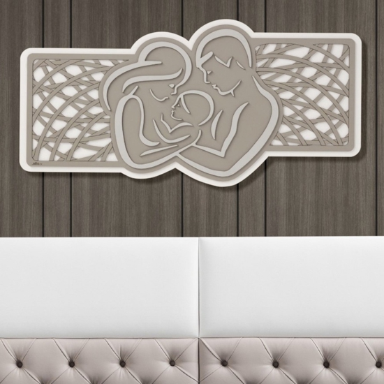 Capezzale moderno sacra famiglia 120x60 grigio tortora bianco
