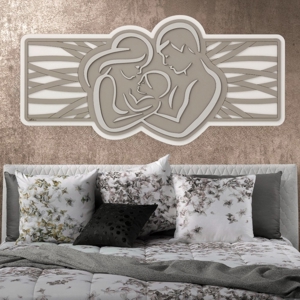Capezzale sacra famiglia moderna 120x60 bianco tortora grigio