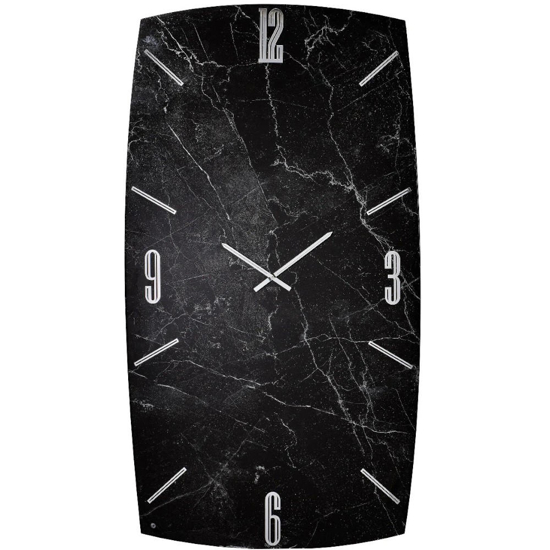 Orologio nero design effetto marmo verticale 150x80 per parete