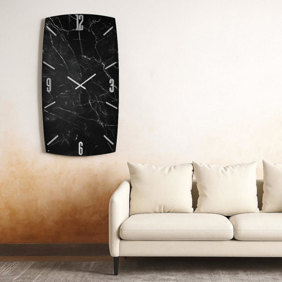 Orologio nero design effetto marmo verticale 150x80 per parete