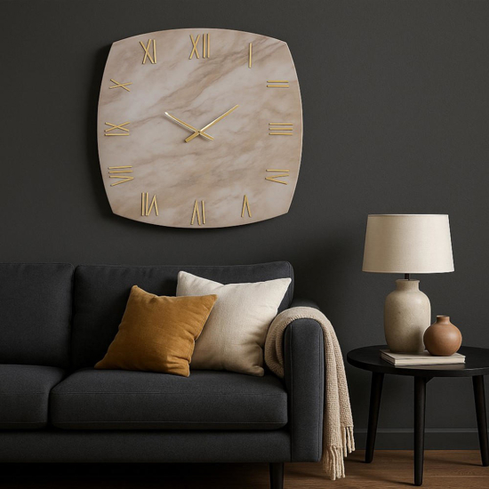 Orologio effetto marmo da parete 90cm numeri e lancette in oro