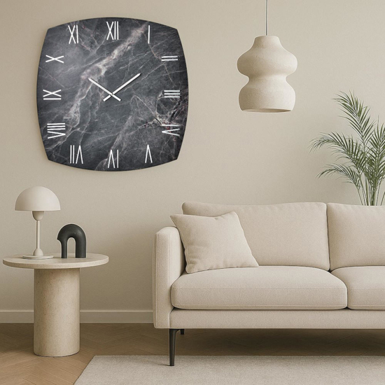 Orologio da parete 90cm effetto marmo nero di grandi dimensioni
