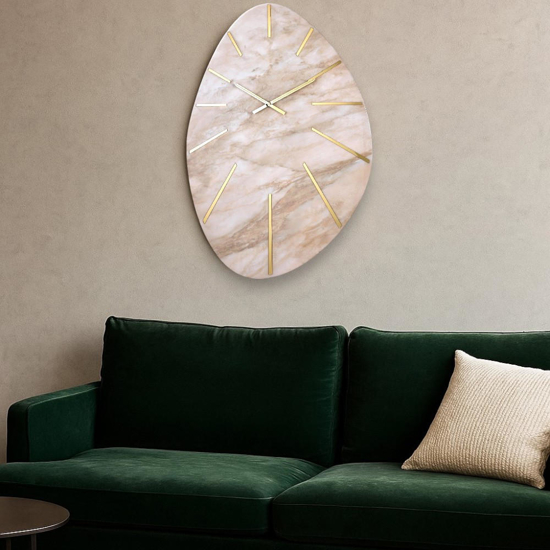 Orologio da parete 110x72 cm effetto marmo beige
