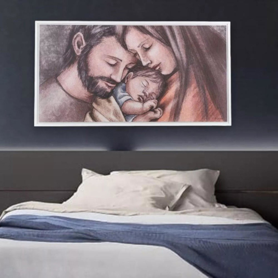 Quadro per camera da letto moderna 110x60 sacra famiglia bongelli preziosi