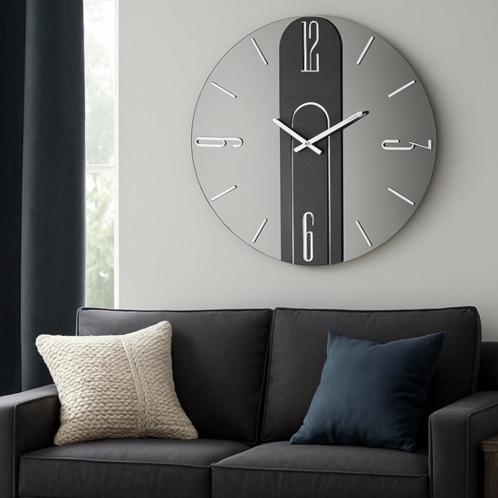 Orologio da parete mistica vetro fume 60cm tondo design moderno
