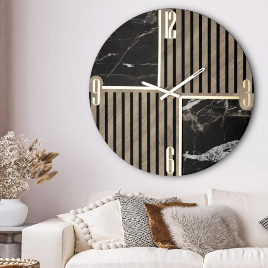 Orologio design da parete 60cm legno resina effetto legno