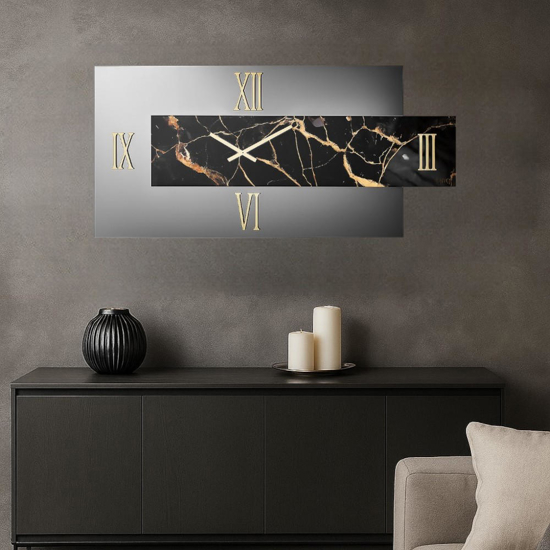 Orologio da parete verty specchio fume 73x60 resina effetto marmo