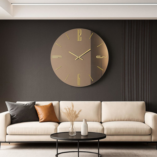Grande orologio mantra 80cm vetro bronzo da parete design moderno