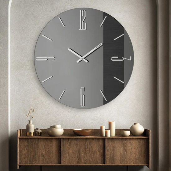Orologio da muro mantra in vetro fume 60cm rotondo design moderno