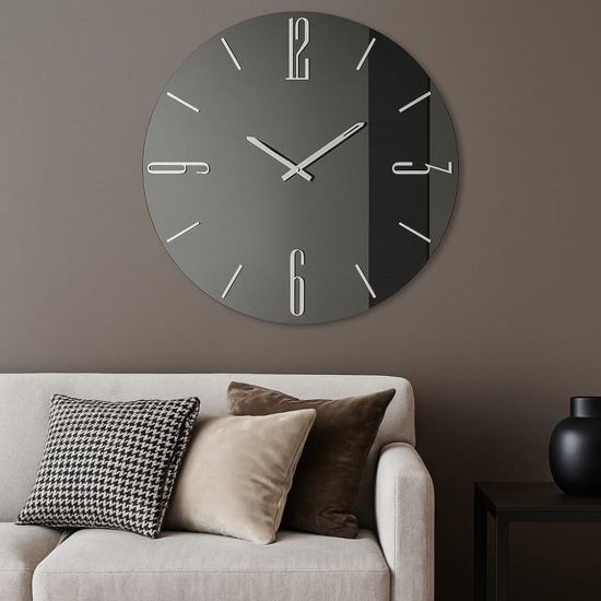 Orologio da muro mantra in vetro fume 60cm rotondo design moderno
