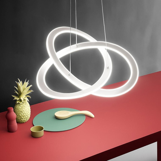 Gea luce yara lampadario moderno led 40w 4000k bianco per soggiorno